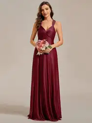 Elegant Evening Dresses Sparkly Pleated Twist Wide sling Strapiess 2024 Ever pretty of A-line Burgundy Bridesmaid dress