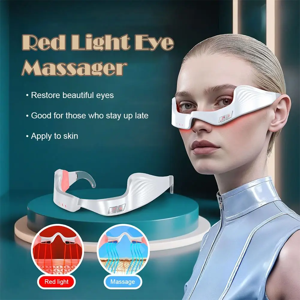 เครื่องนวดตาด้วยกระแสไฟฟ้าไมโครเคอร์เรนท์ EMS สำหรับถุงใต้ตา, รอยคล้ำใต้ตา, ความเหนื่อยล้าของดวงตา, ริ้วรอย, เครื่องนวดตาด้วยแสงสีแดง อุปกรณ์เสริมความงามดวงตา