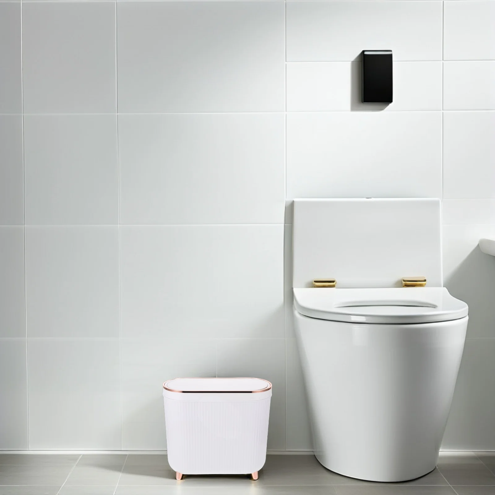 

12L Slim Bathroom Trash Can With Lid Elegant Narrow Garbage Bin For Small Spaces Sturdy Odor-Sealing Design