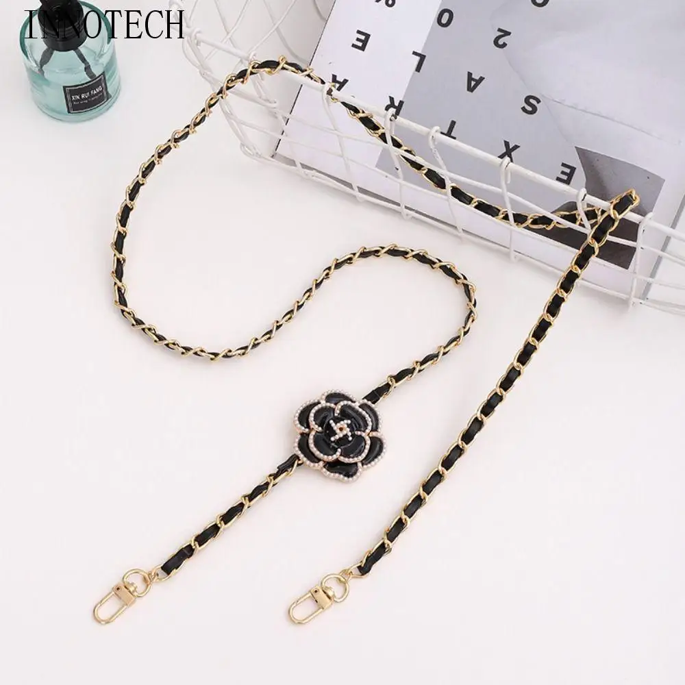 

Цепочка для сумки, анти-потерянная цепочка для телефона через плечо, кожаный чехол для телефона с камелией, подвесной роскошный металлический шейный ремень для телефона, сумка с подвеской