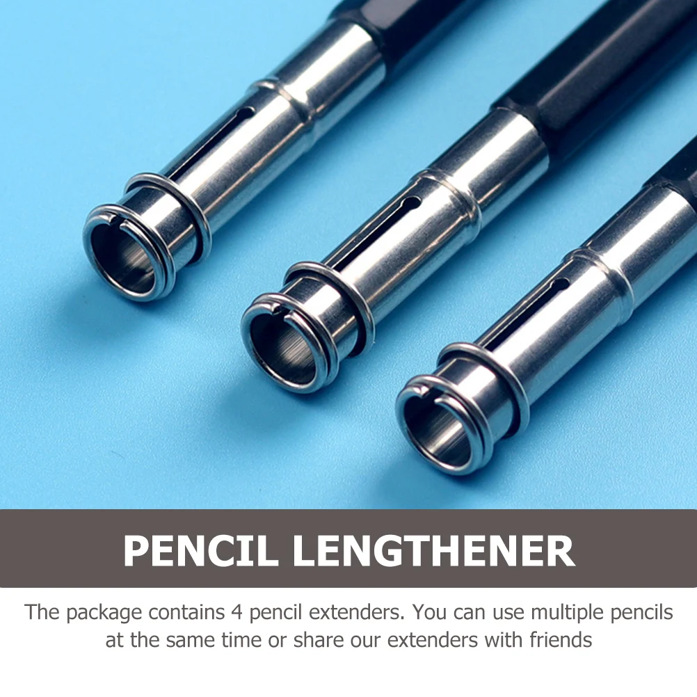 

4 Pcs Artistic Pencil Extender Extender Durable Plastic Metal Artistic Drawing Supplies School Office Use Portable