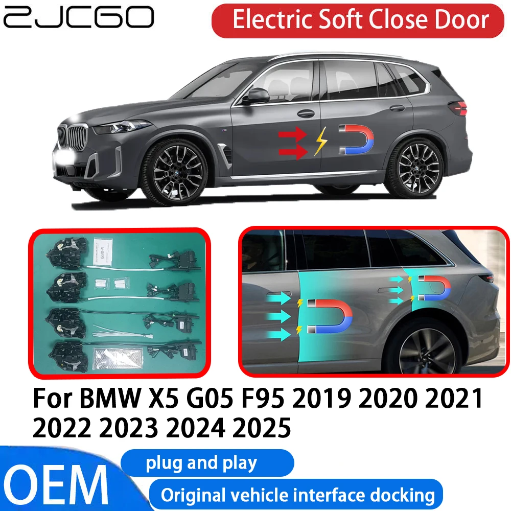 

ZJCGO for BMW X5 G05 F95 2019~2025 Car Automatic Electric Soft Close Door Closer System OEM Plug and Play Comfort Closing