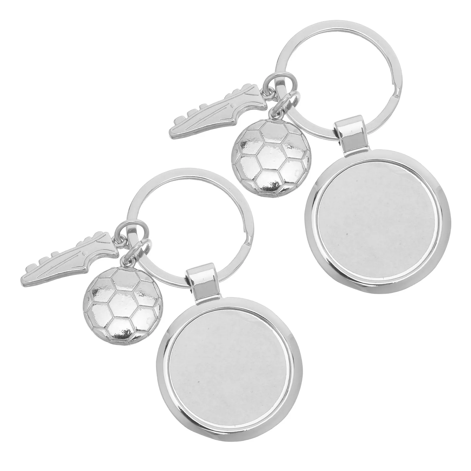 2Pcs Soccer Keychains Metal Football Ball Sports Fan Keyring for Party Favors School Carnival Event Giveaways Team