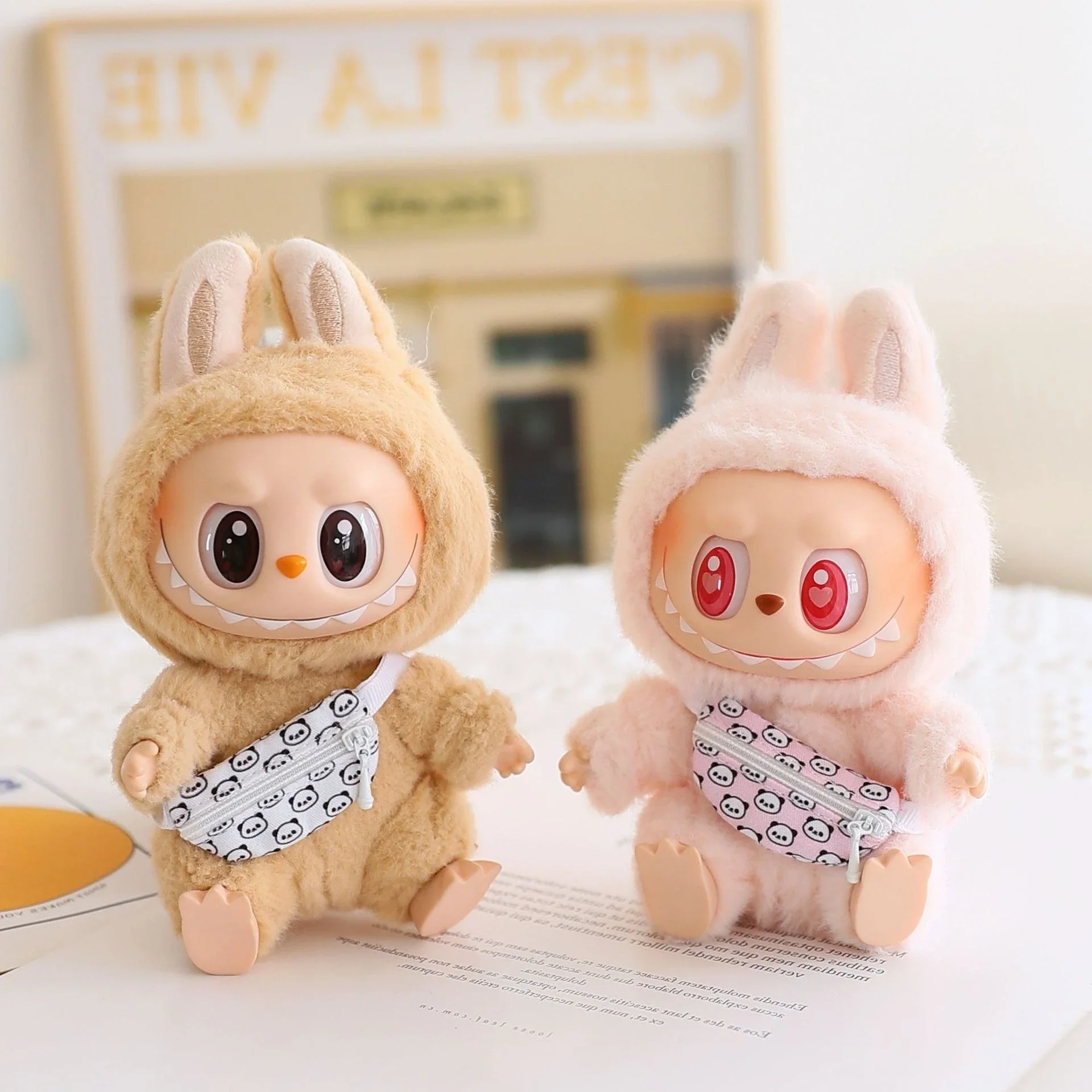 Doll Bag for 17cm Labubu BJD Plush Doll & 1/12 BJD PU Crossbody Bag Doll Accessories Mini Clothes