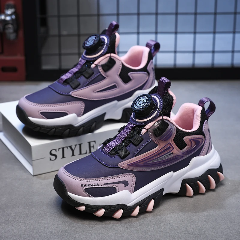 

2023 New Kids Boy Sport Shoes Anti Slip Running Shoes For Youth Quick Lacing Children Girls Sneakers Anti Slip Walking Shoe