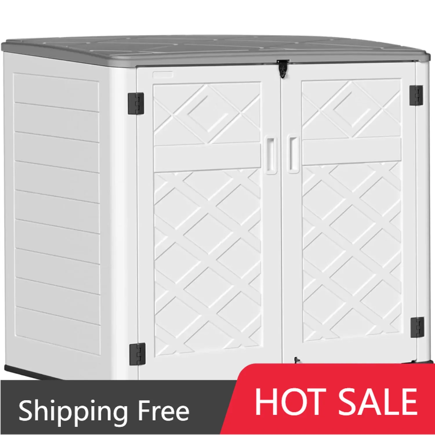 Horizontal Outdoor Storage Shed,47 Cu.ft Resin Outdoor Storage Cabinet Waterproof for Garden/Patio/Backyards