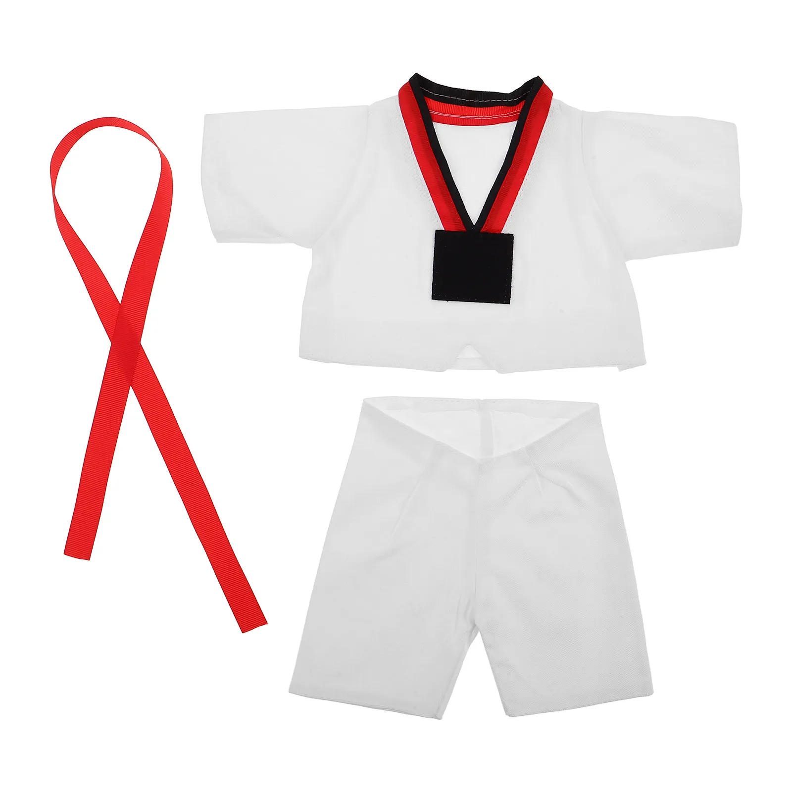 1 Conjunto de Uniforme de Karate Blanco de 10-12 Pulgadas, Traje de Artes Marciales para Animales de Peluche, Ropa de Taekwondo para Osos, Ropa de Artes Marciales para Niños, Juego de Roles