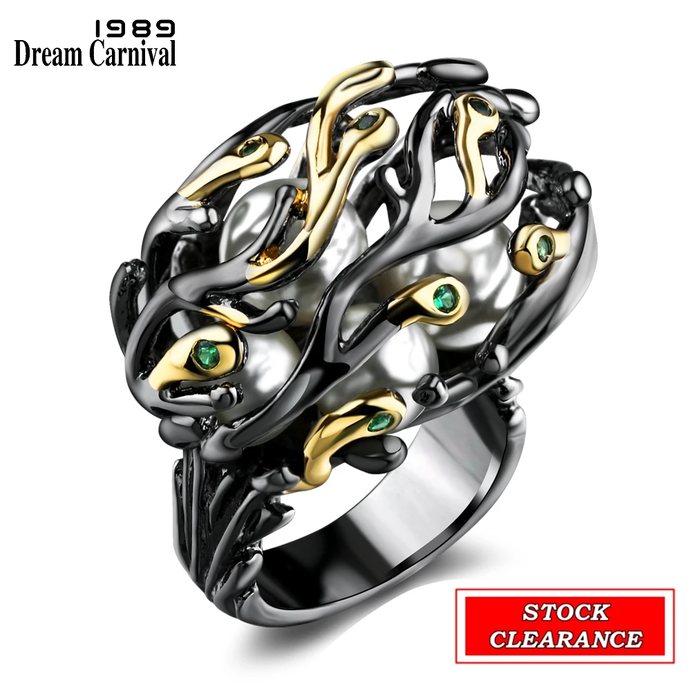 Big Bargain DreamCarnival1989 Women Gothic Pearl Rings Stock Clearance Limited Size Small Quantity Bottom Price Sale Lover Gift