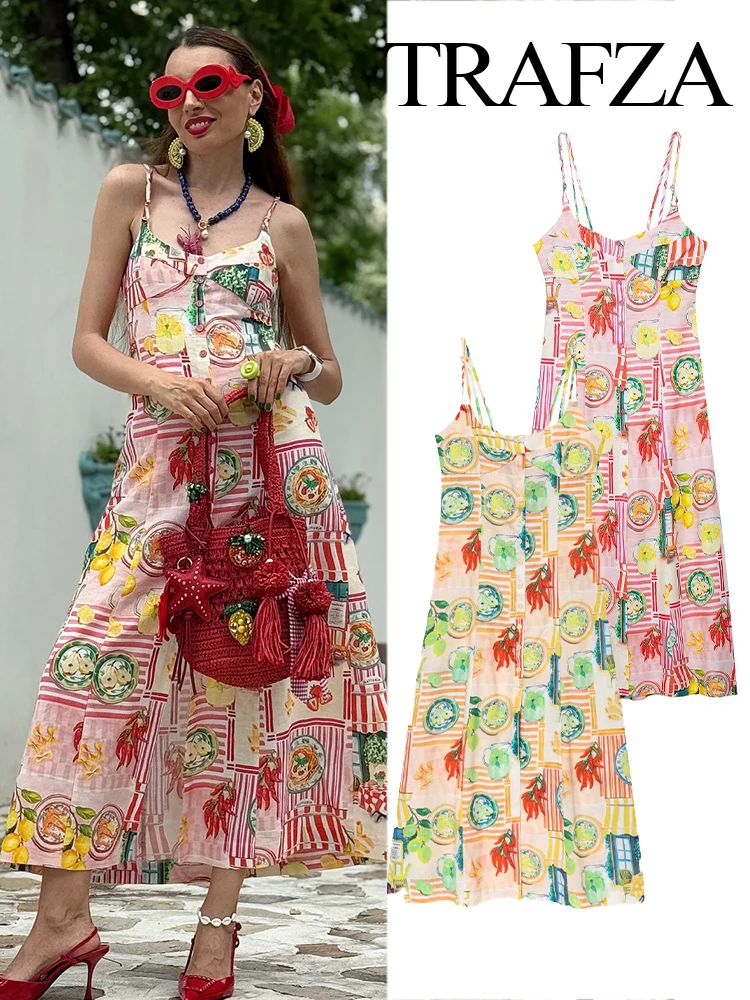 

HH Women's Summer Unique Line Blended Patchwork Print Midi Dress Female Single Breakfast Vacation Style Bow Backless Dress