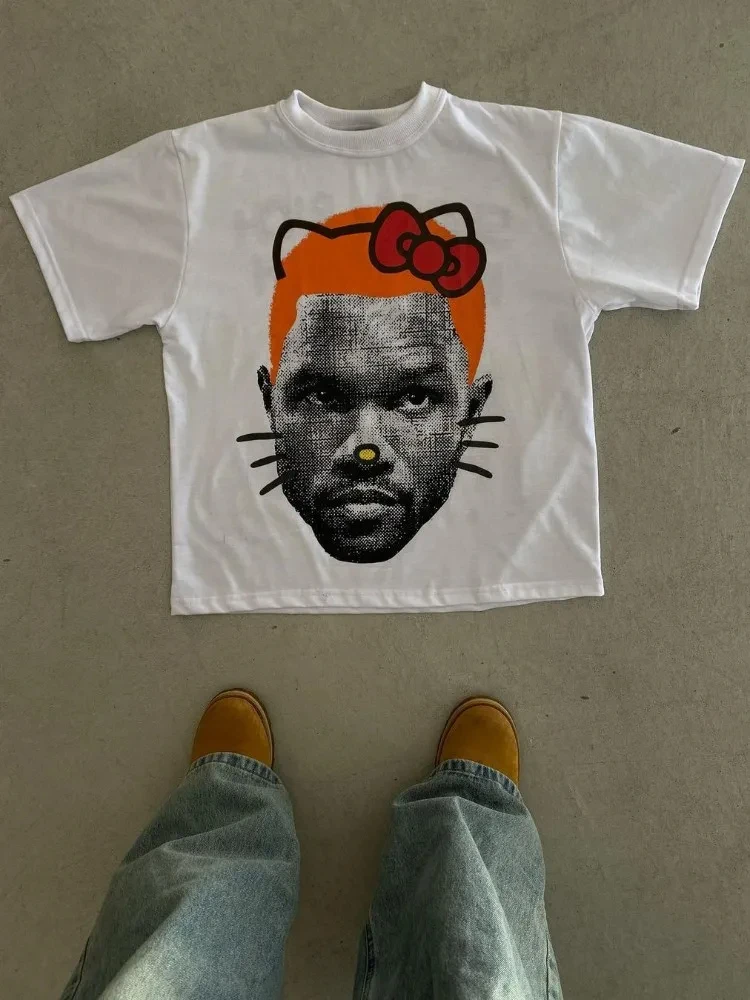 

Уличная одежда 2025Винтажные футболки с короткими рукавами в стиле хип-хоп, повседневная одежда, летние модные футболки для мужчин и женщин, футболка в стиле Харадзюку