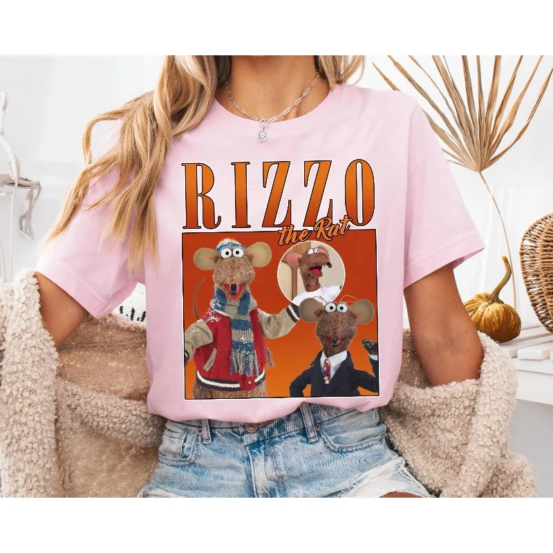 Camisa retrô ragdoll rizzo mouse retrato, camisa retro rizzo quatro estações unissex puro algodão casual moda camiseta