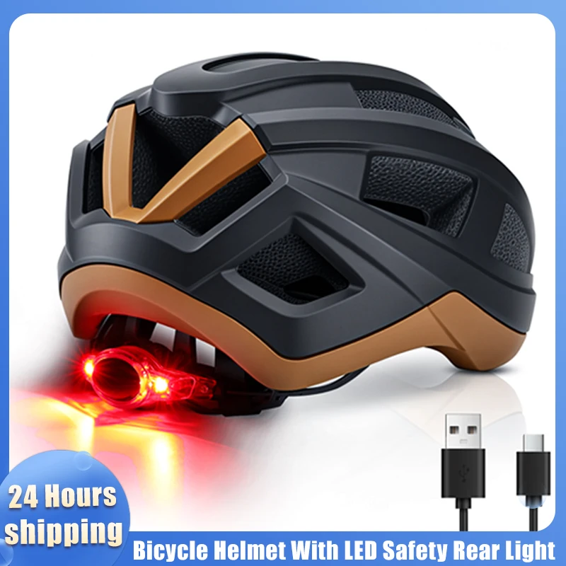 

Rockbye Bicycle Helmet With LED Safety Rear Light 3 Flashing Modes Bike Taillight 100LM Tail Warning Light Cycling Accessories