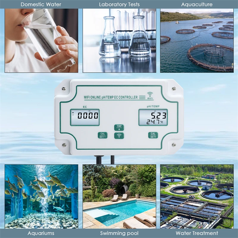 Tuya Wifi Digital 3 في 1 حوض السمك PH تحكم EC مقياس الحرارة نظام مراقبة المياه لحمام السمك #4