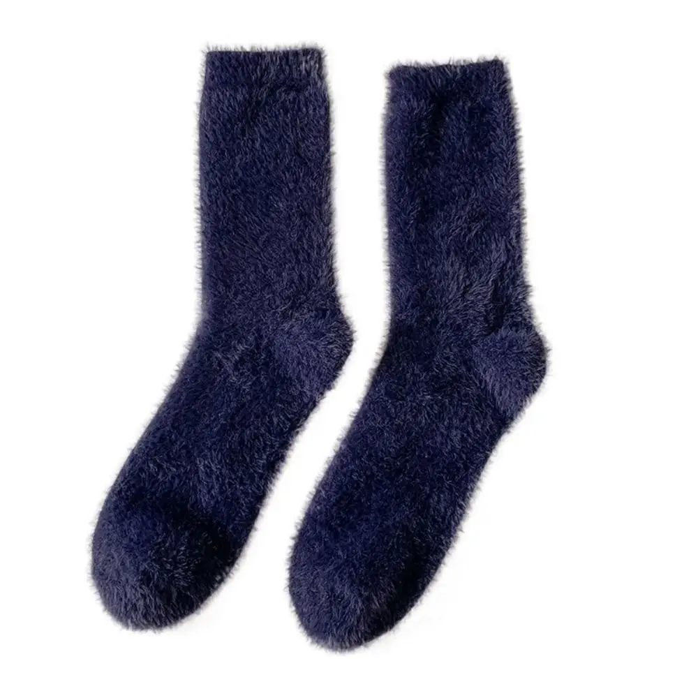 

Warm Breathable Trendy Simple Fashion Solid Color Middle Tube Hosiery Mink Velvet Korean Style Socks Man Socks