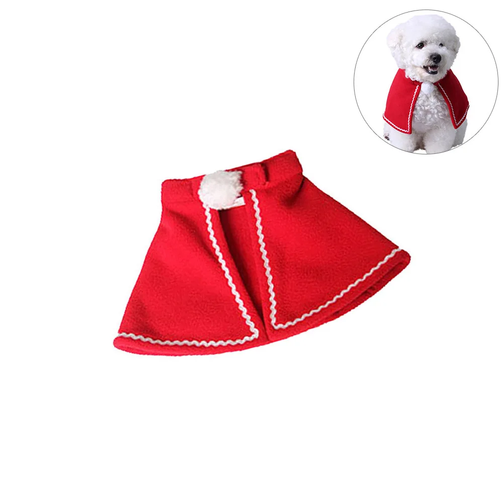 

Dog Cat Christmas Pet Cape Red Polar Fleece Size S Cloak Costume for Party Photo Taking Pet Christmas Costume Cat Cape