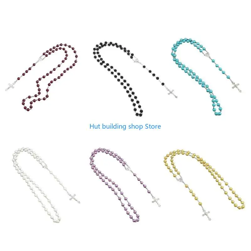T21C imitazione perle perle Collana cattolica rosario per donne gioielli Gesù -pendente religioso Collana dono