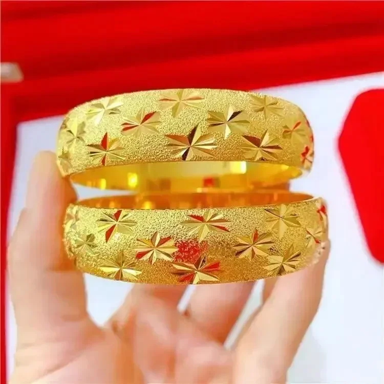 

High quality real gold 999 wide face dragon and phoenix adjustable 24K AU750 womens jewelry pure gold bracelet