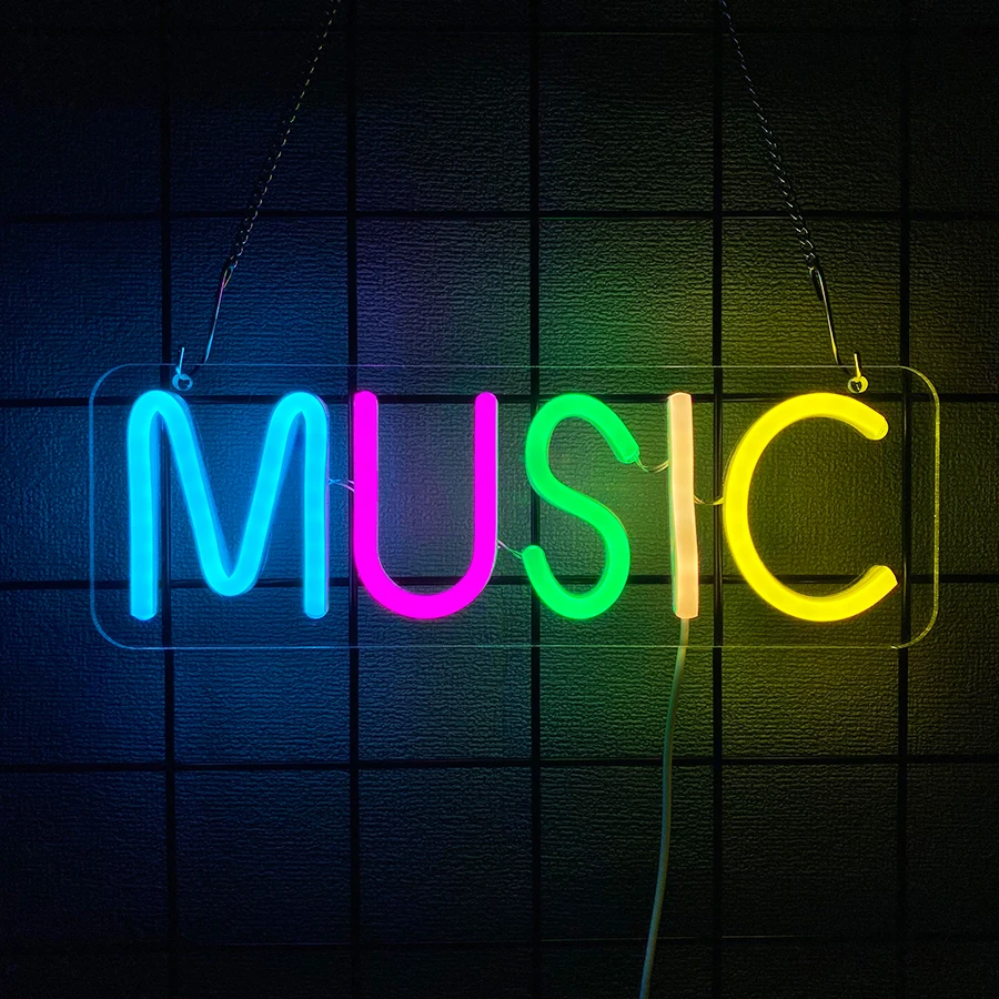 Music Neon Sign For Wall Decor,Light Up Sign For Music Studio Decor,Bedroom,Living Room,Game Room,Best Gift For Music Lover view 3