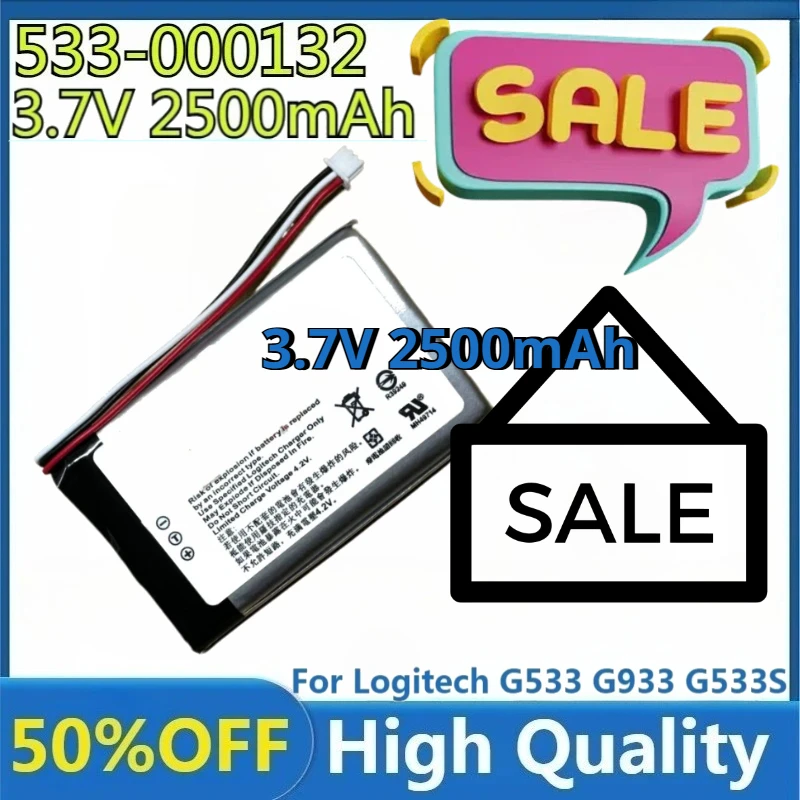 

New 533-000132 for Logitech G533 G933 G533S G933S G935 Headset Earphone New High Quality Replaceable 2500mAh 533-000132 Battery