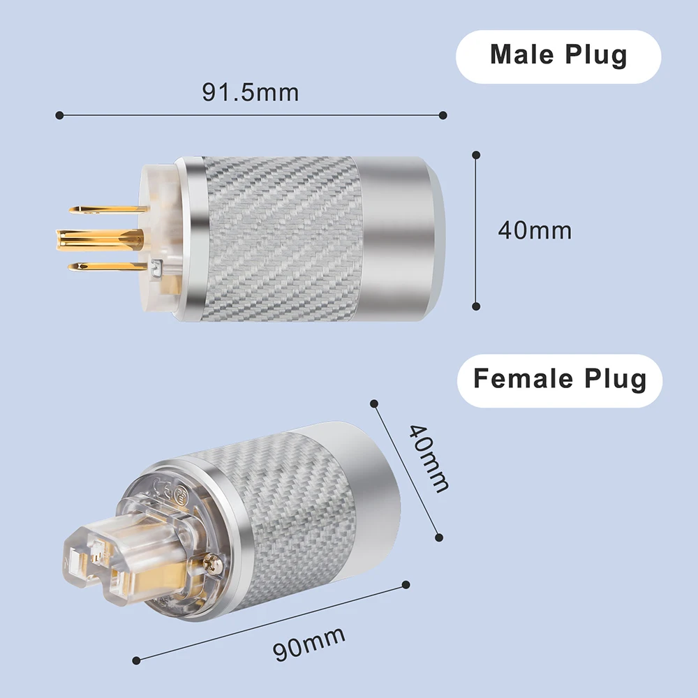 WCF4-TG/R Fibra de Carbono Banhado A Ouro/Ródio EUA Macho/Fêmea Plugue de Alimentação Conector IEC Conector AC para Cabo de Alimentação DIY