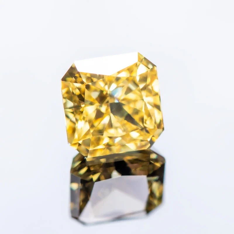 Cuentas de circonia cúbica con forma de Asscher, Color amarillo claro, 4k, corte de hielo triturado, para hacer joyería DIY, collares, anillos, materiales