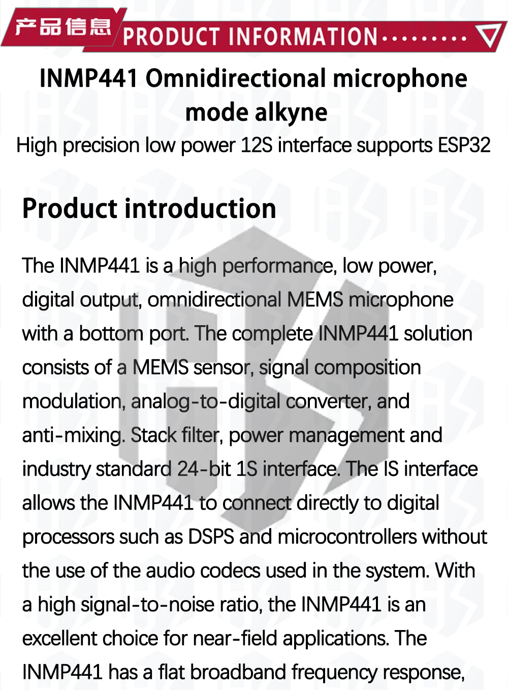 Omnidirektionales Mikrofonmodul I2S-Schnittstelle INMP441 MEMS Hohe Präzision Niedriger Stromverbrauch Ultra-Kompakte Bauweise für ESP32 – Detail 2