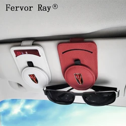 For Hongqi HS9 HS3 HS5 HS7 H9 H5 E-HS9 HQ9 E-HS3 E-QM5 Leather Car Sun Visor Glasses Case Holder Sunglasse Clip Auto Accessories