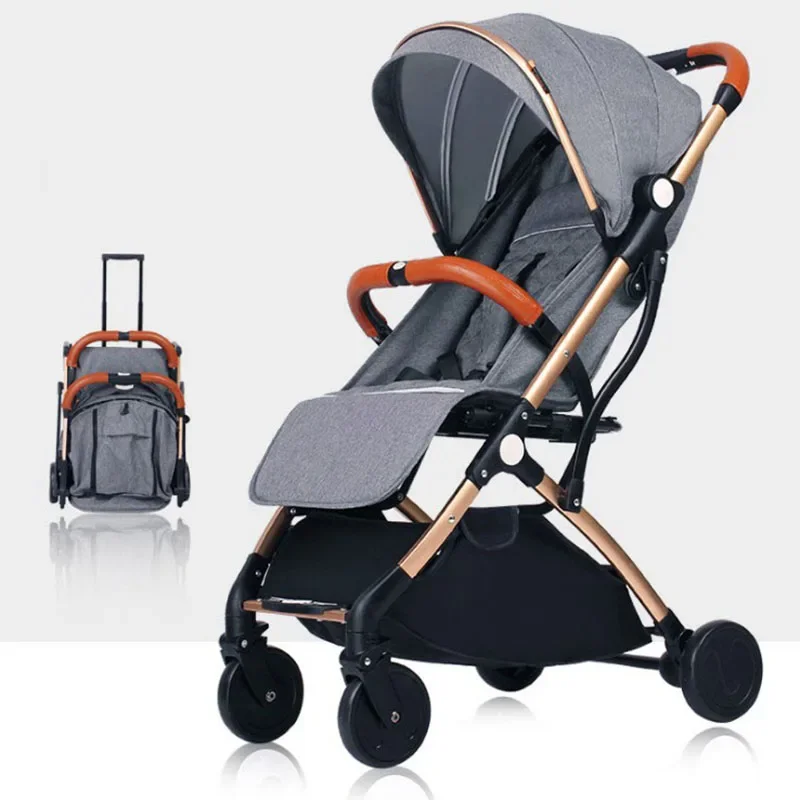 Four Wheel Stroller Lightweight Folding Travel Stroller High Landscape Newborn Two-way Seat Boardable Adjustable Baby Stroller