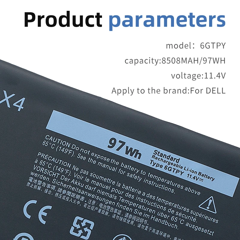 SUOZHAN-Batterie 6GTPY H5H20 pour Ordinateur Portable DELL XPS 15, 9570, 9560, 7590, Série Precision 5520, 5530, 11.4V, 97WH, Nouveauté