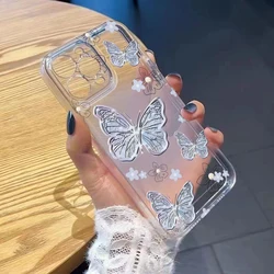 Purple Butterfly Phone Case For iPhone 16 15 14 13 12 11 Pro XS MAX 7 XR 8 7 Plus Clear Cover Fundas