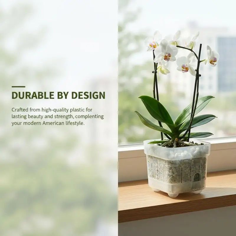 Square Root View Planter Pot Durable Breathable Plastic with Drainage Holes for Modern Home and Garden Decoration