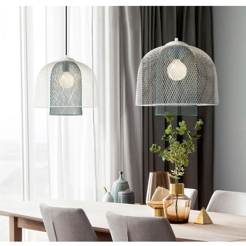 Imagem -03 - Nordic Designer Lustre Lustres para Sala de Jantar Sala Estar Decoração Luz Moderno e Minimalista Malha Ferro Pendurado Lâmpadas para Teto