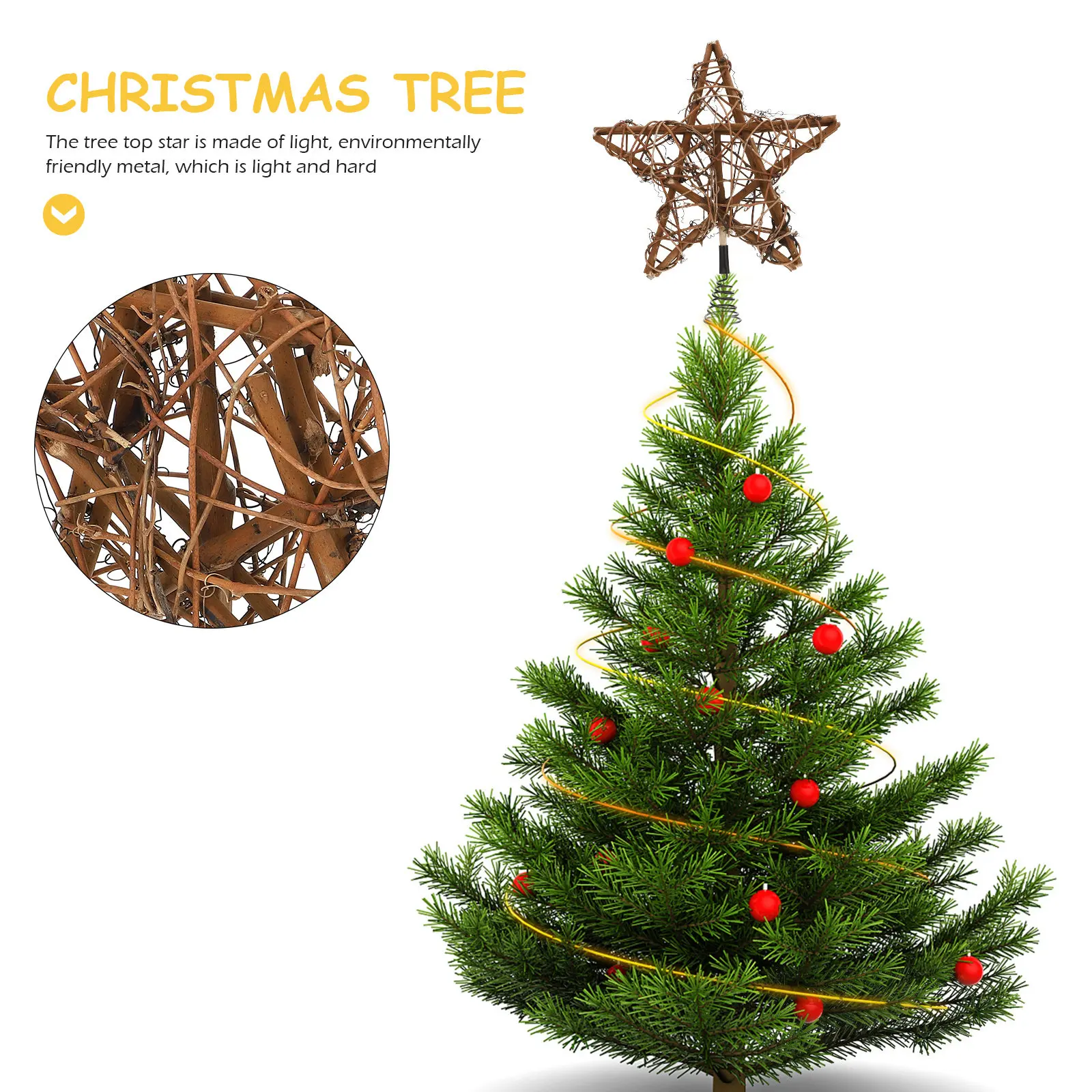 1Pcs Xmas Tree Star Adornment Five-Pointed Star Decor Fine Workmanship Easy Install Remove Festival Supplies Festival Supplies