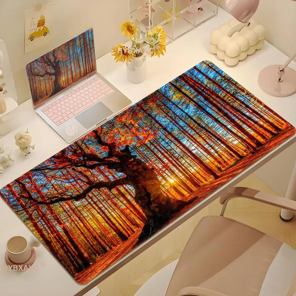 Mouse Pad Gamer HD XXL Computer keyboard pad Desk Mats MousePads Forest Landscape Gamer Laptop Carpet Natural Rubber Table Mat