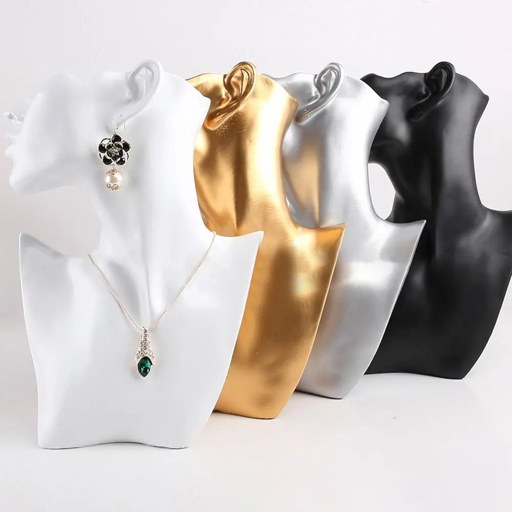 

New Resin Mannequin Jewelry Display Stand Head Bust Portrait Side Face Mannequin Necklace Bracelets Earrings Holder Unique