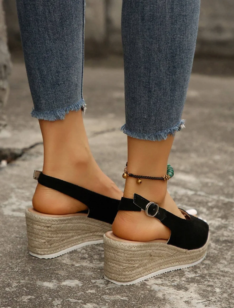 Women's Chunky Heel Sandals, Comfortable Elegant Summer Shoes, Waterproof Platform, Slip-On, Large Size, Outdoor Daily_vogvips.com