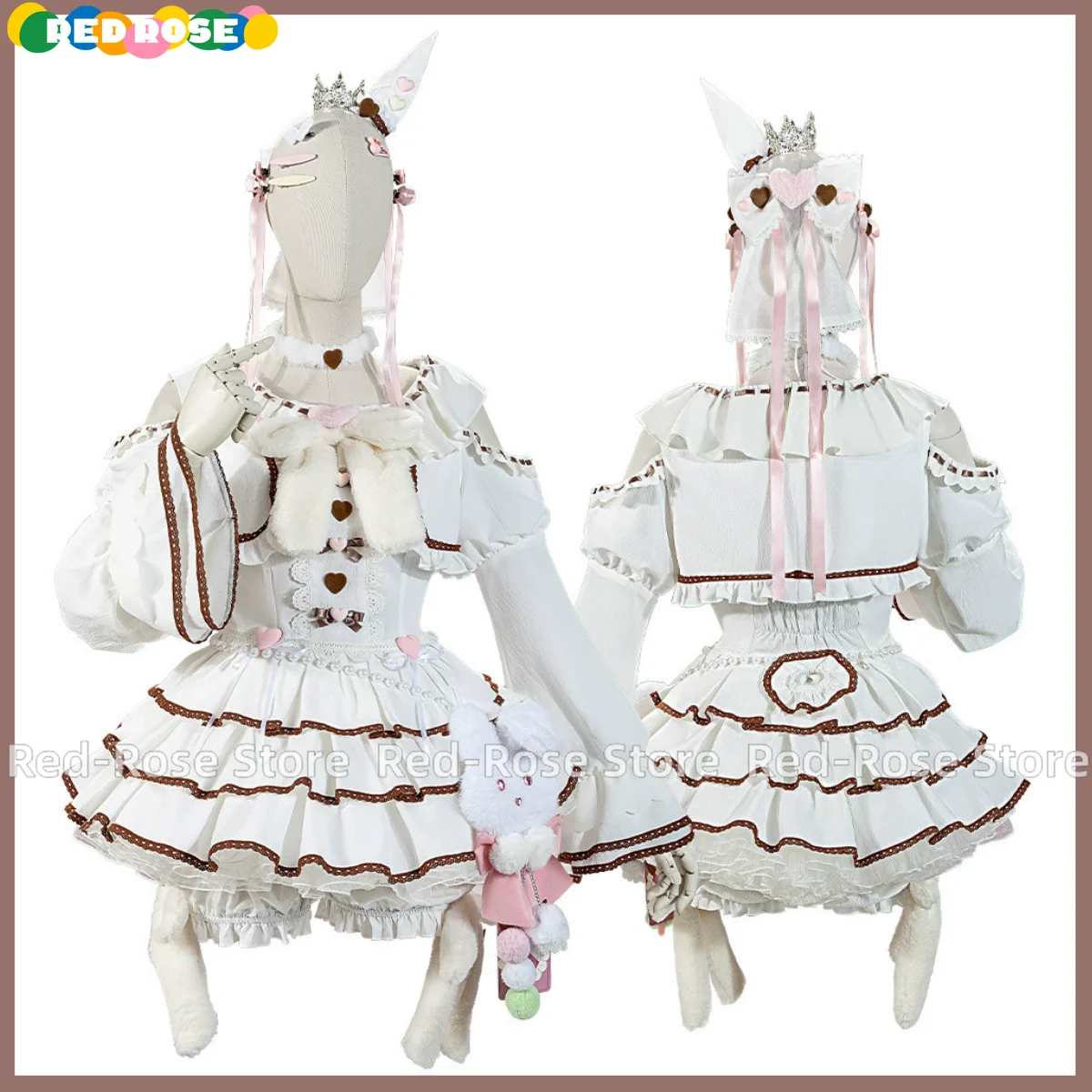 Game Umamusume: Pretty Derby Aston Machan Cosplay Costume White Princess Dress Lolita Skirt Wig Woman Sexy Birthday Party Suit - Detail 1