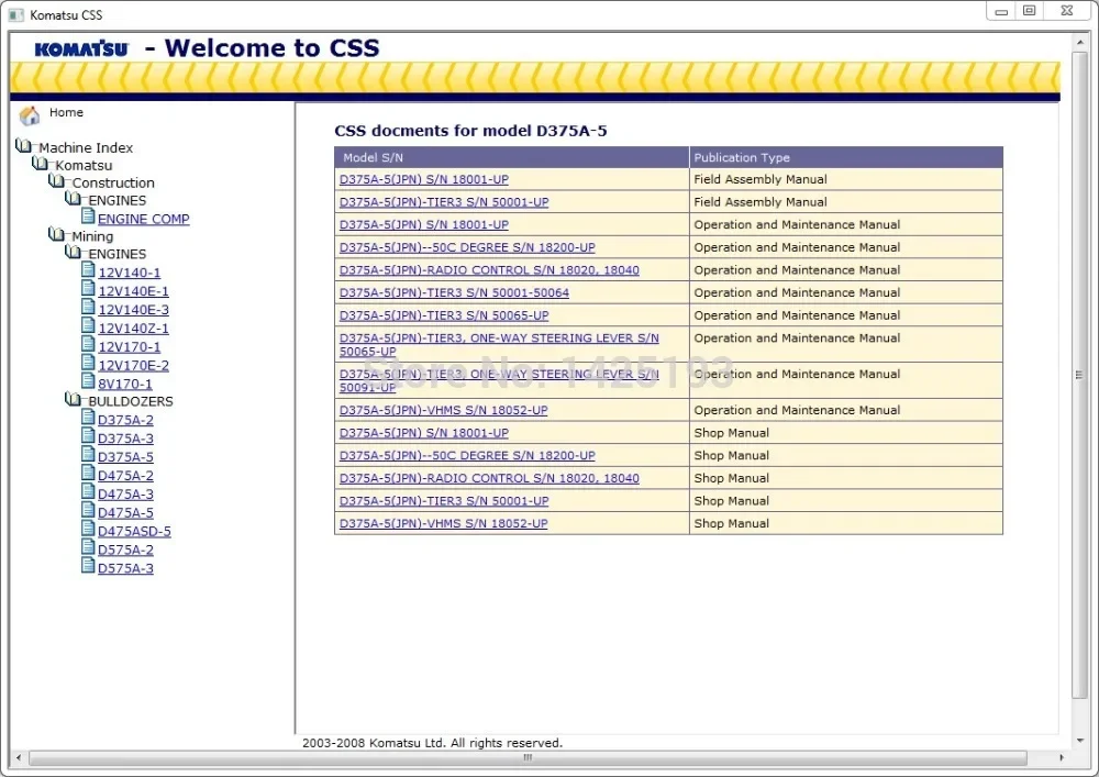 Komatsu CSS Mining Bulldozers Shop Manuals