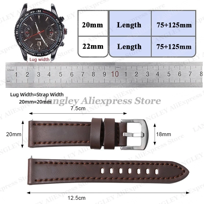 Ремешок для часов, спортивные винтажные кожаные ремешки для часов 18 мм, 20 мм, 22 мм, 24 мм для Huawei Watch GT4, 46 мм, ремень для часов Omega, аксессуары