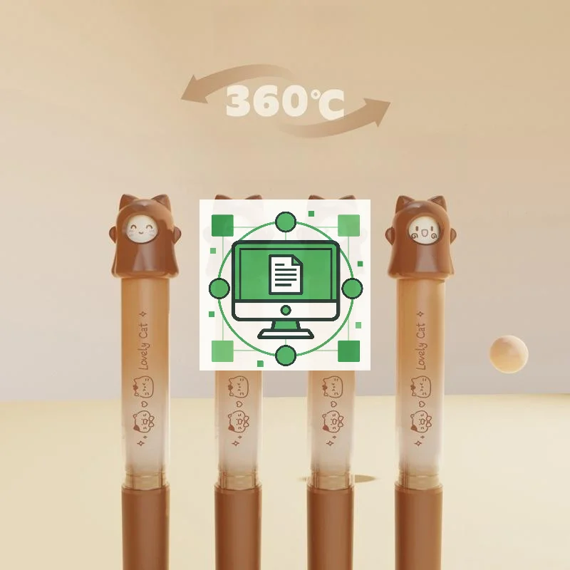 

School Stationery Creative Cat Rotate Gel Pen 0.5mm Black Writing Pen Rotate To Change Patterns Office Supplies Small Gift