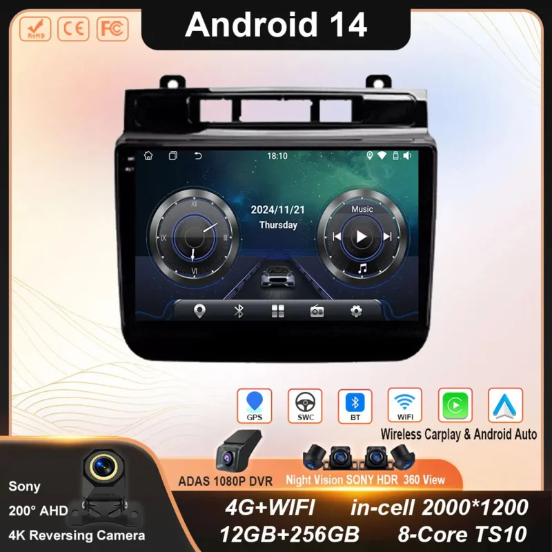 

For Volkswagen Touareg FL NF 2010 - 2018 Carplay Auto 4G+WIFI GPS Car Radio Navigation Multimedia Video Player Stereo Android 14