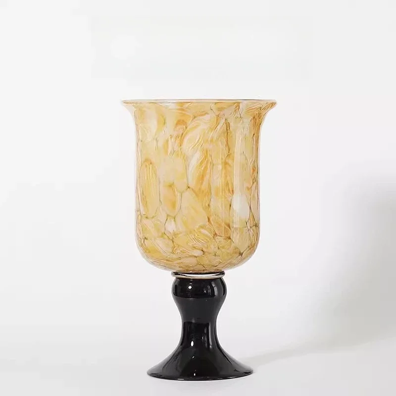 

High-end medium-ancient glazed round-mouth vase niche design water-raised flowers geometric flower utensils tabletop ornaments