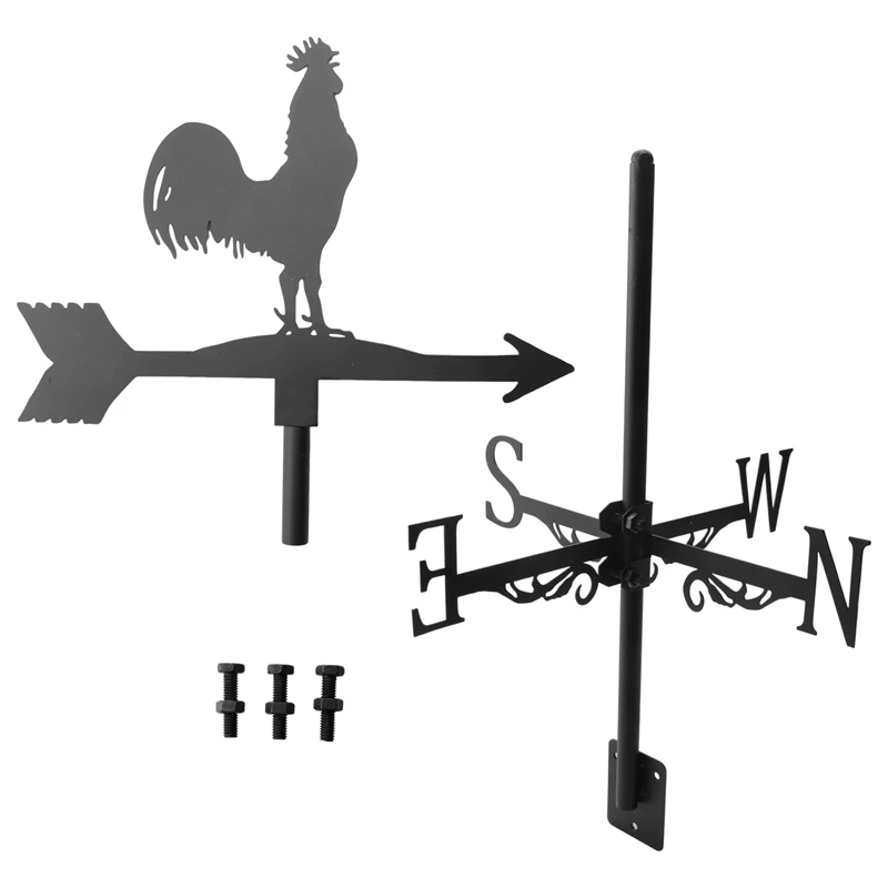 Weathervane With Animal Chickens Garden Stake Weather Vane Wind Direction Indicator Rooster Cockerel Ornament Art Craft