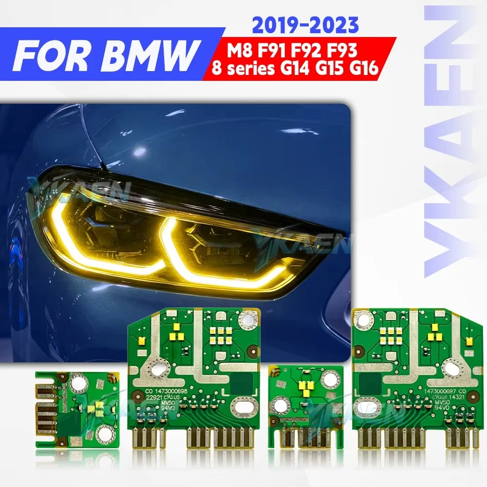 

Желтые светодиодные модули Angel Eyes DRL для фар BMW M8 F91 F92 F93 G14 G15 G16 2019-2023 годов выпуска, янтарные, красные, синие, дневные ходовые огни.