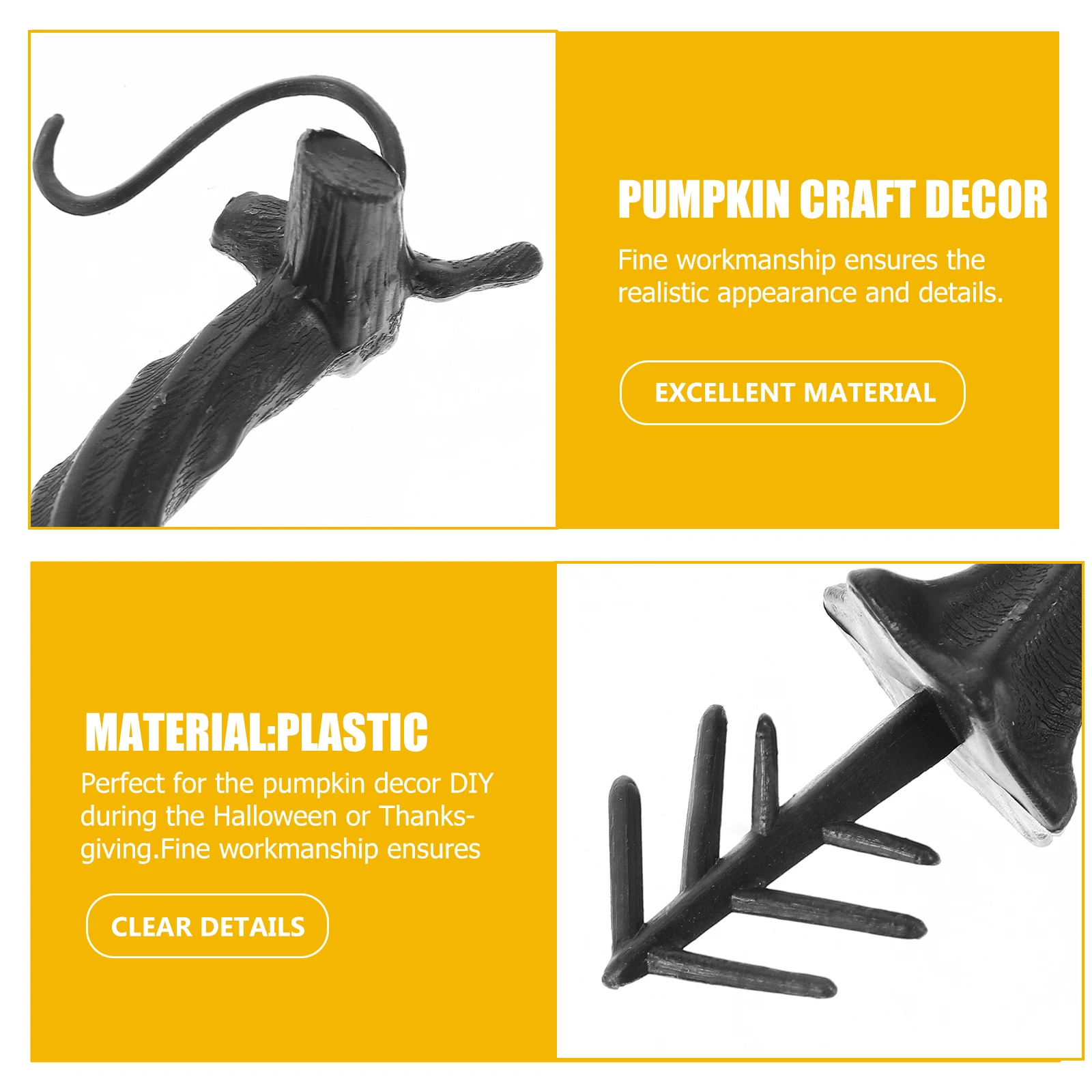 

30pcs Black Plastic Pumpkin Handle Accessories Realistic Craft Festival Decor Halloween Thanksgiving Practical Easy
