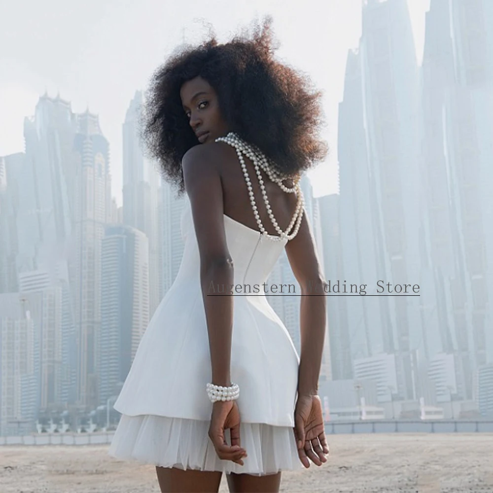 Customized Civil Wedding Dress Mini Strapless A Line Simple Hall Wedding Gowns Short Sleeveless Modern Bridal Dresses 2026