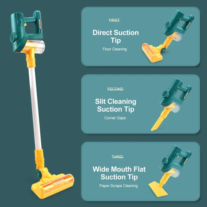 Elektrische Mini Stofzuiger Simulatie Huishoudelijk Werk Stofvanger met Licht voor Kinderen Geschenken Educatief Fantasiespel Speelgoed