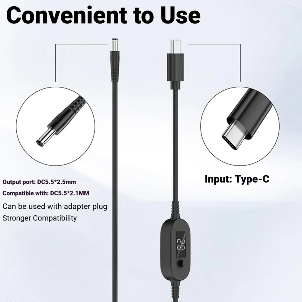 USB C to DC Power Cable 140W PD Type C to 5V 9V 12V 15V 20V 28V Adjustable Voltage Adapter Connector Cable for Laptop Routers