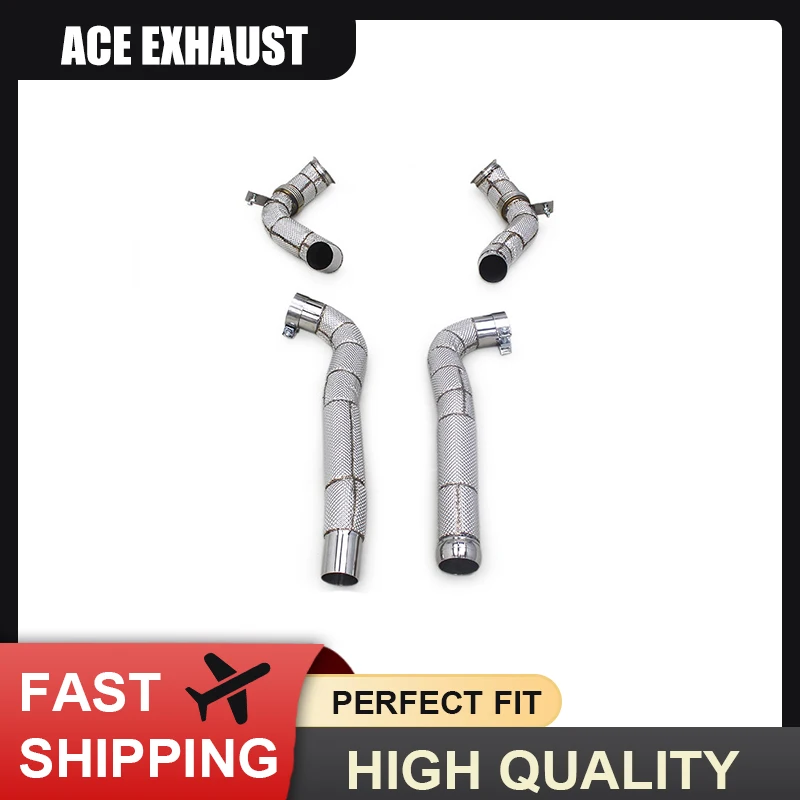 ACE Perfect Fitment Downpipe for Mercedes Benz AMG GT GTC GTR GTS 4.0T High Performance SUS304 Exhaust Systems with Heat Shield