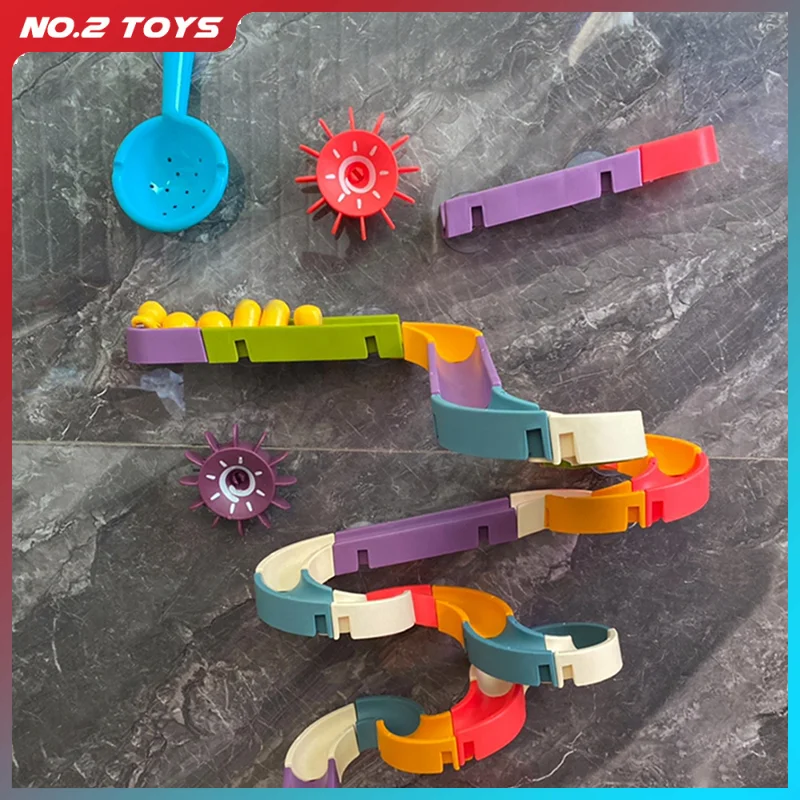 Assembling Track Ball Slide Baby Suction Cup Kids DIY Bath Toy Bathroom Bathtub Pool Shower Toy Set Water Games Children's Toys